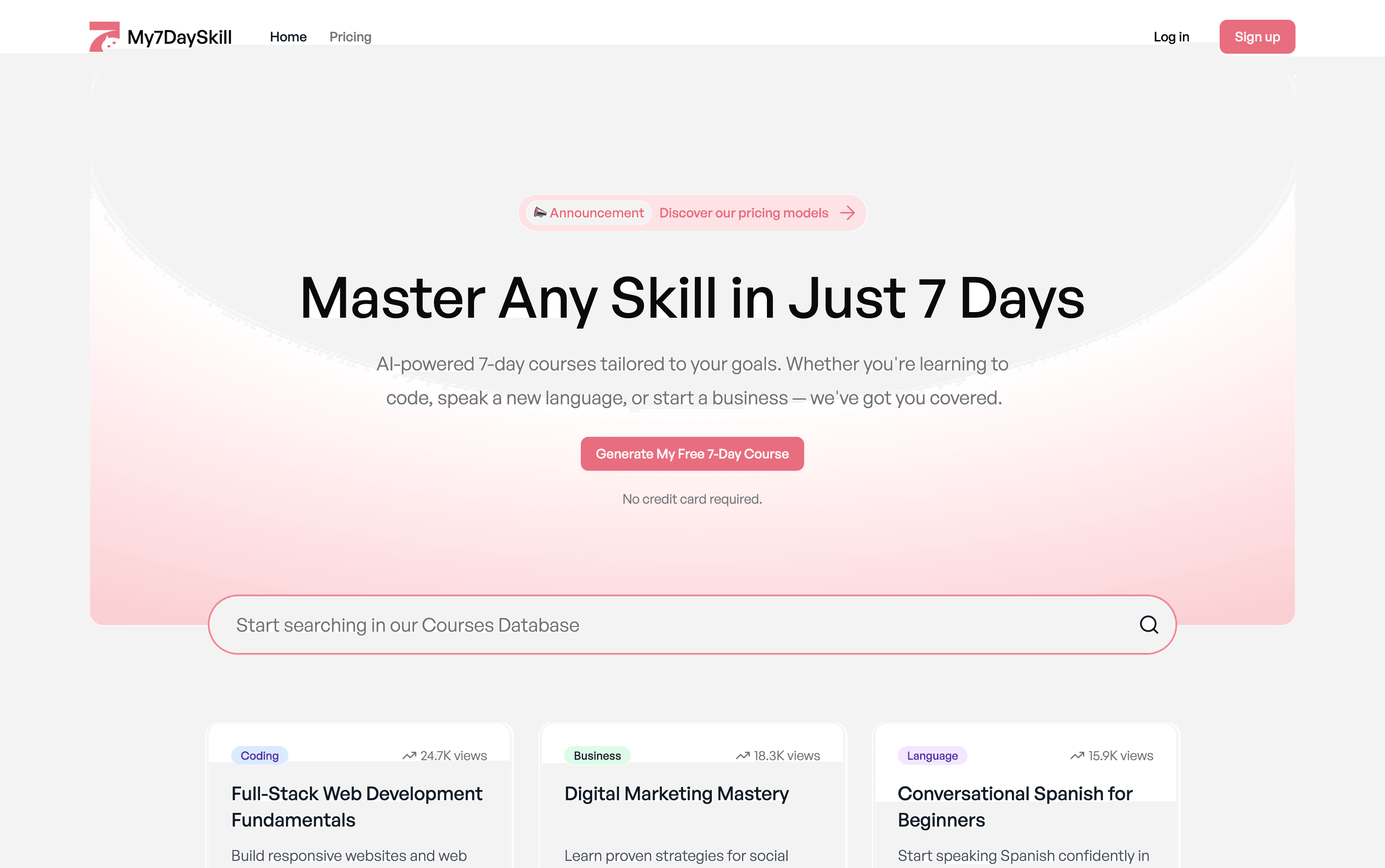 My7DaySkill, interface