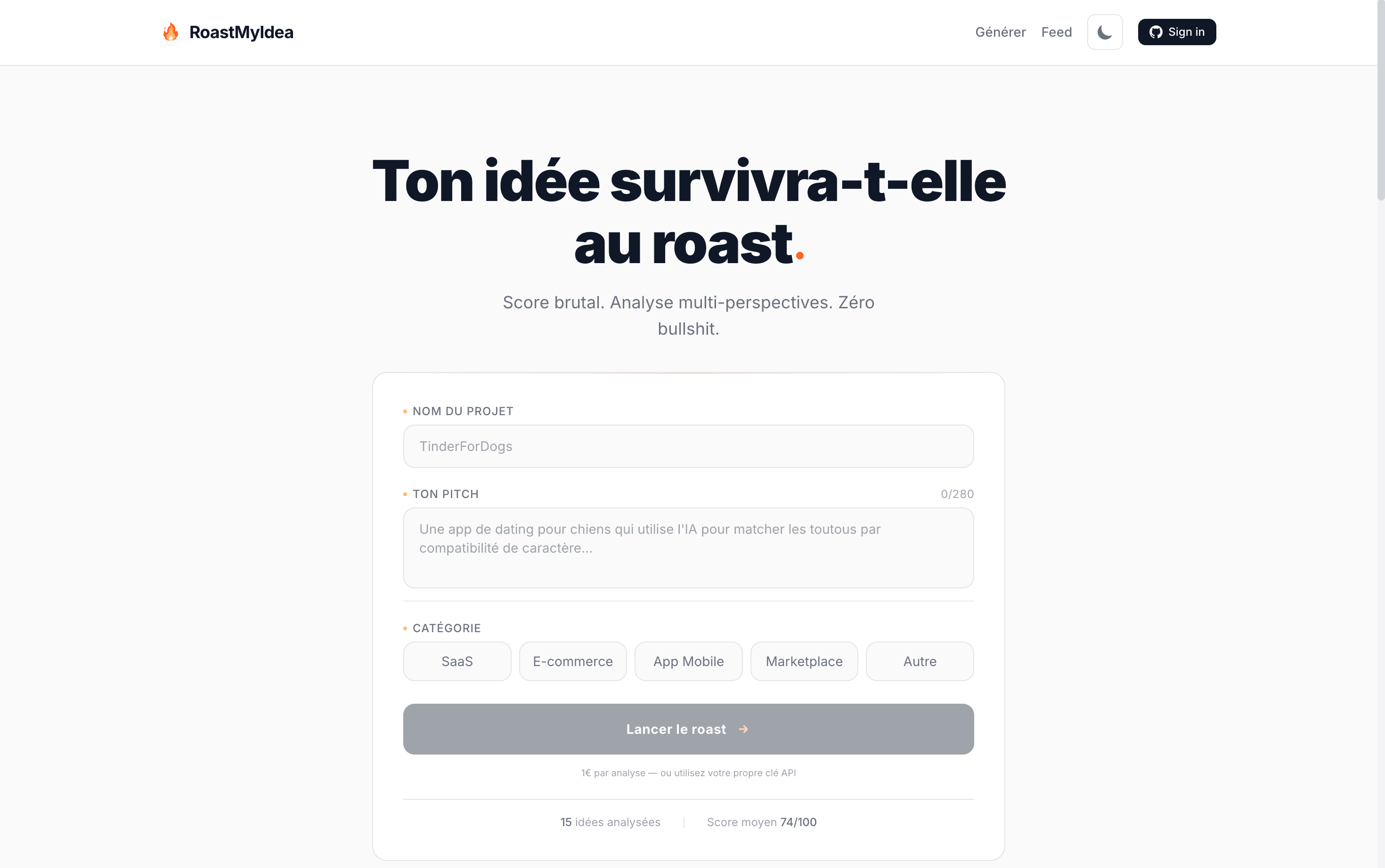 RoastMyIdea, scoring et retours